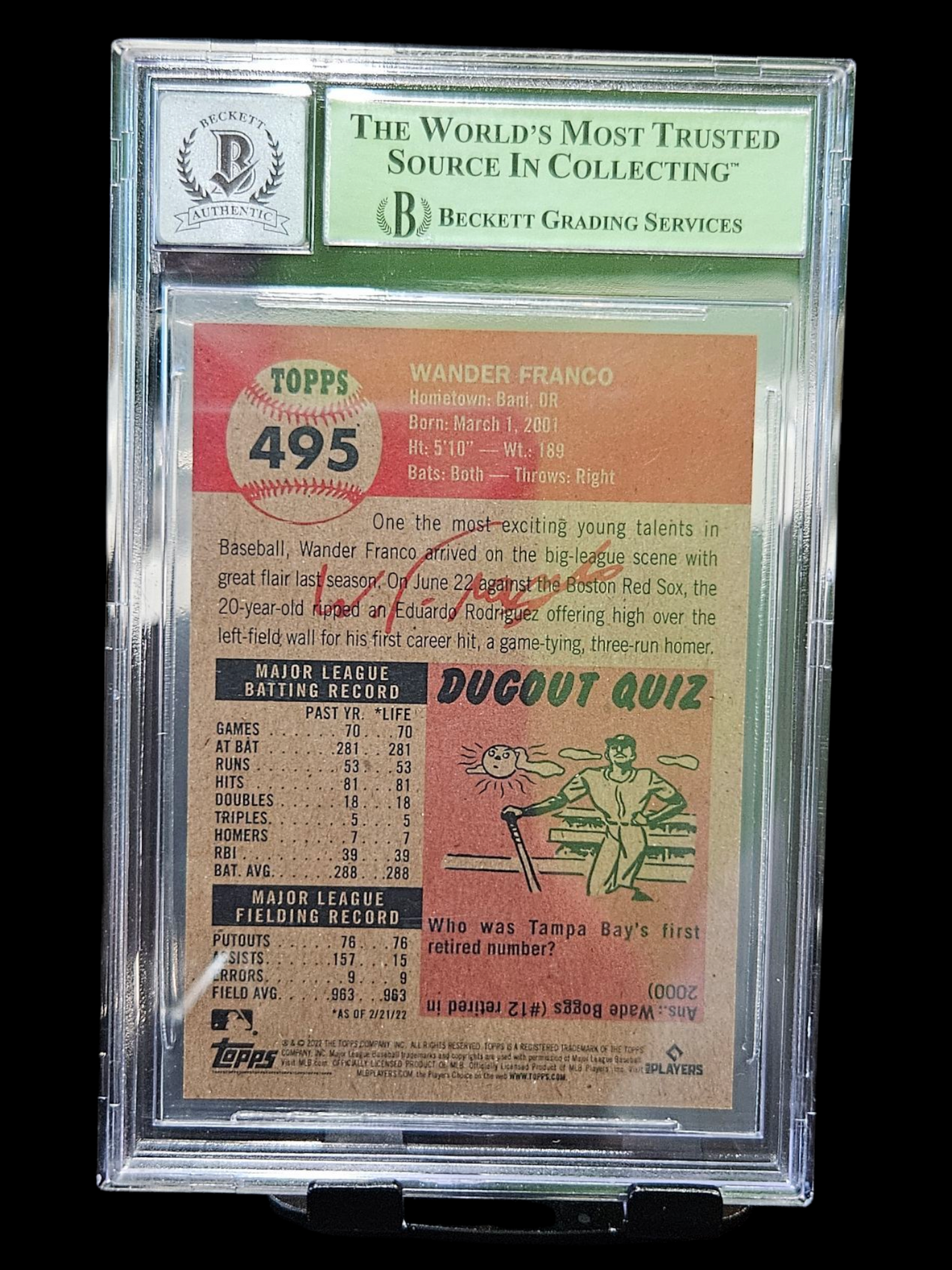 2022 Topps Living Wander Franco #495 /68228 BGS 0