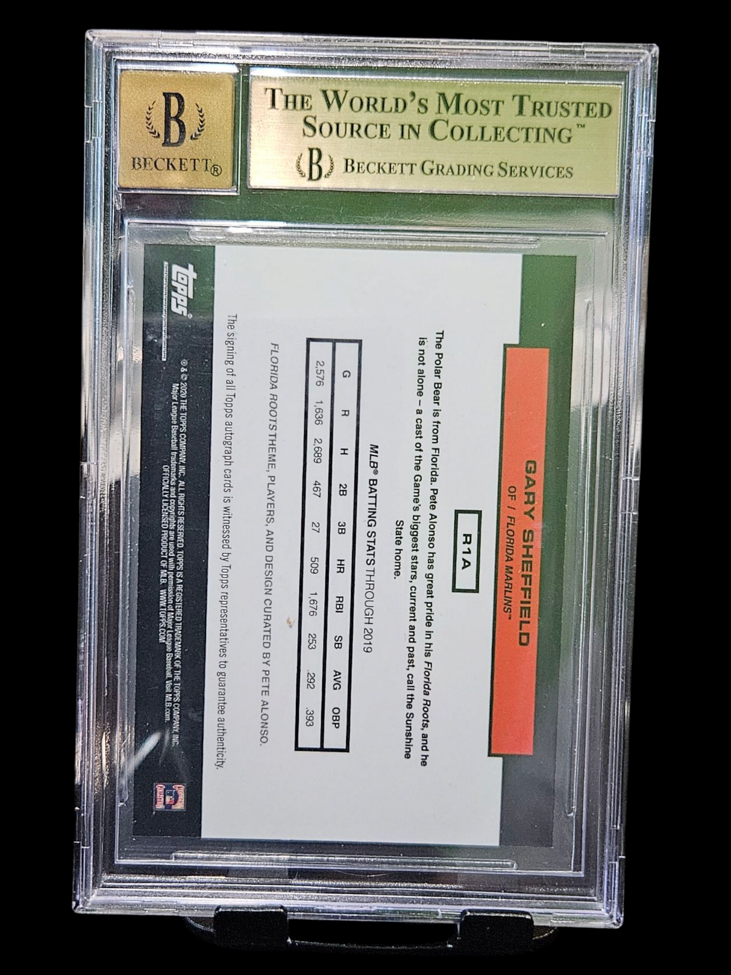 2020 Topps X Pete Alonso Autographs Blue Gary Sheffield #1A BGS 9.5 Auto 10