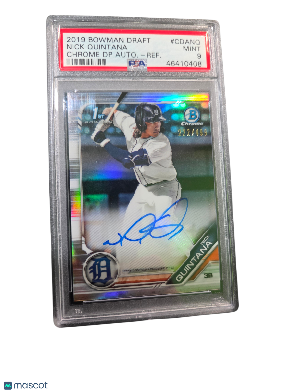 2019 Bowman Draft Chrome Picks Aut Nick Qouintana #CDANQ DP Refractor PSA 9
