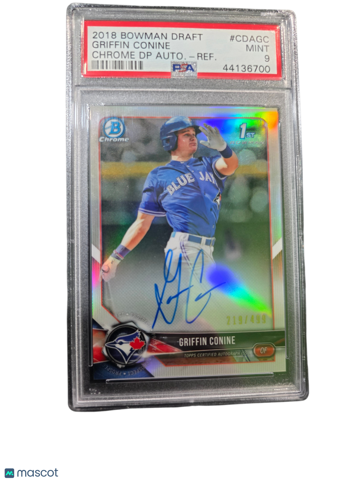 2018 Bowman Draft Chrome Picks Auto Griffin Conine #CDAGC DP Refractor PSA 9
