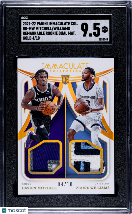 2021 Panini Immaculate Col. Williams Mitchell #RD-MW Rookie Dual . SGC 9.5