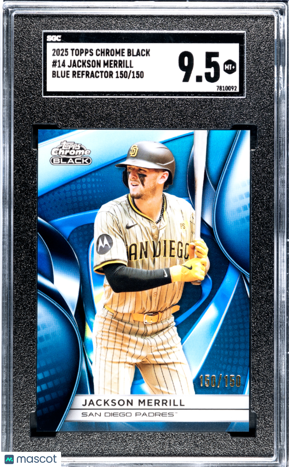 2025 Topps Chrome Black Jackson Merrill #14 Blue Refractor SGC 9.5