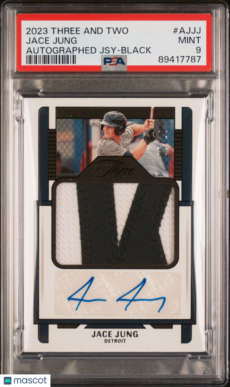 2023 Panini Three And Two Autographed Jerseys Jace Jung #AJJJ Jsy Black PSA 9