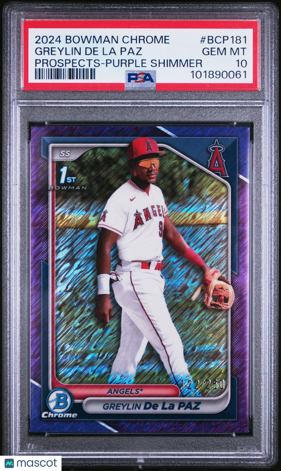 2024 Bowman Prospects Greylin De La Paz #BCP181 Purple Shimmer /250 PSA 10