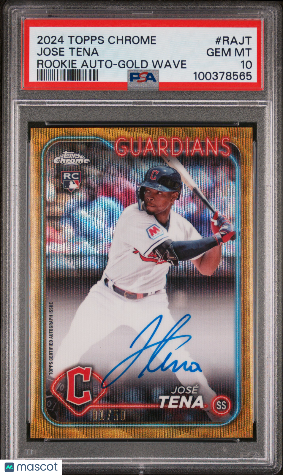 2024 Topps Chrome Rookie Autographs Jose Tena #RAJT Gold Wave 01/50 PSA 10
