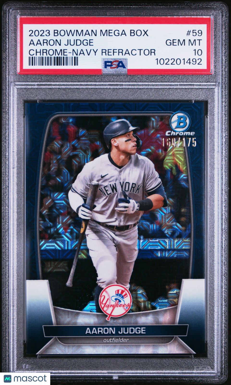 2023 Bowman Mega Box Chrome Aaron Judge #59 Navy Refractor 160/175 PSA 10