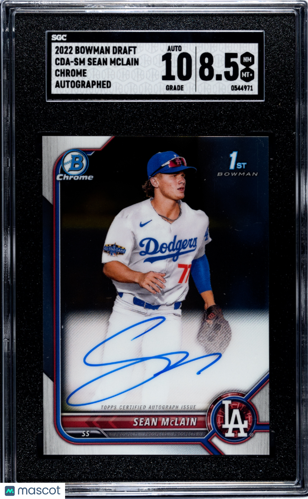 2022 Bowman Draft Sean Mclain #CDA-SM CHR. Autograph SGC 8.5 Auto 10