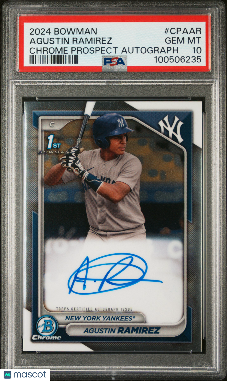 2024 Bowman Chrome Prospect Autographs Agustin Ramirez #CPAAR PSA 10