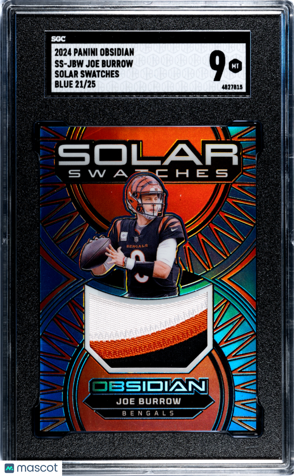 2024 Panini Obsidian Joe Burrow #SS-JBW Solar Swatches Blue SGC 9