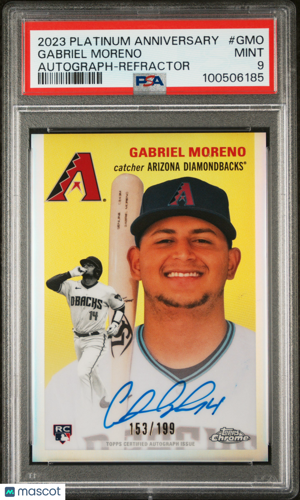 2023 Topps Chrome Platinum Auto Gabriel Moreno #GMO Refractor /199 PSA 9