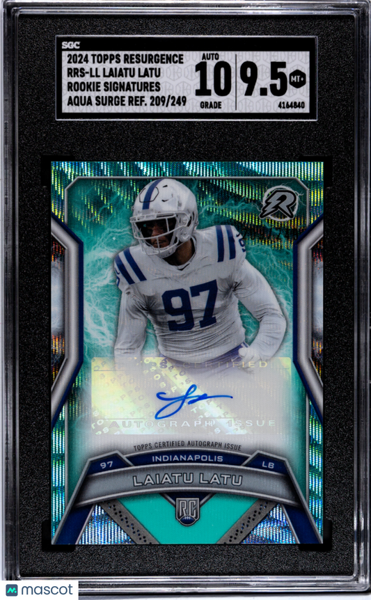 2024 Topps Resurgence Laiatu Latu #RRS-LL Rookie Aqua Refractor SGC Auto 10