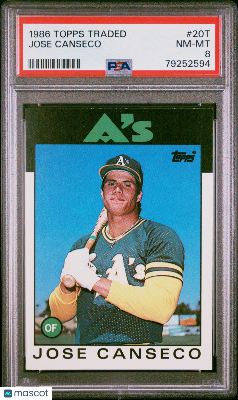 1986 Topps Traded Jose Canseco #20T PSA 8