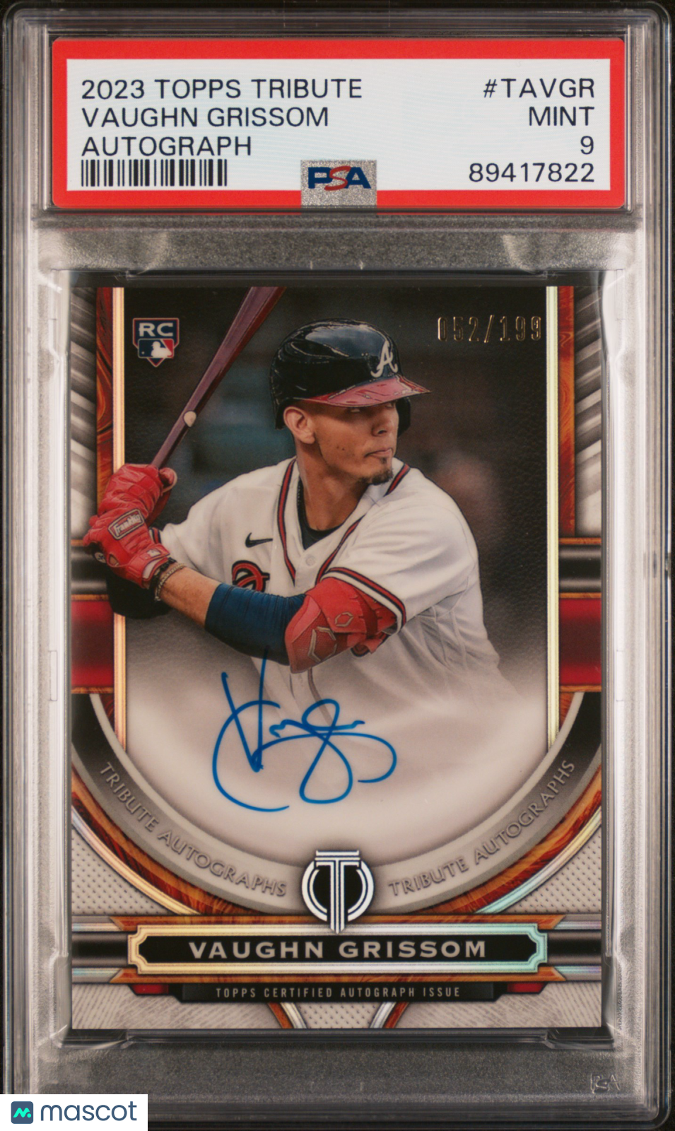 2023 Topps Tribute Tribute Autograph Vaughn Grissom #TAVGR 052/199 PSA 9