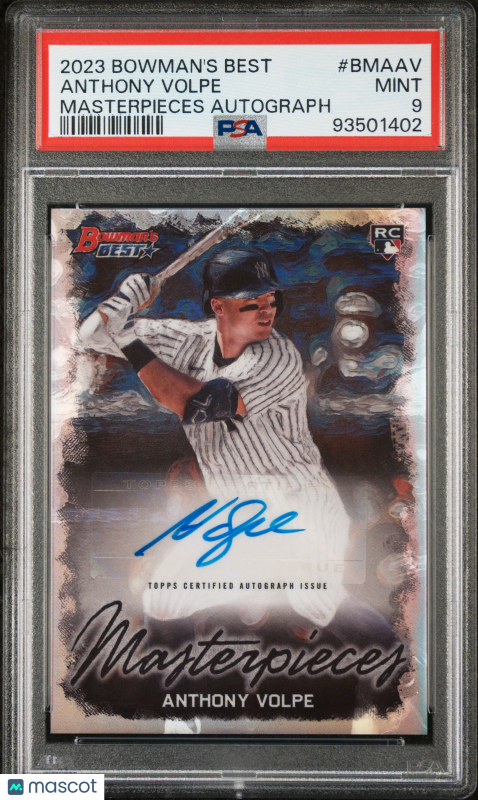 2023 Bowman's Best Bowman Masterpieces Autographs Anthony Volpe #BMAAV PSA 9