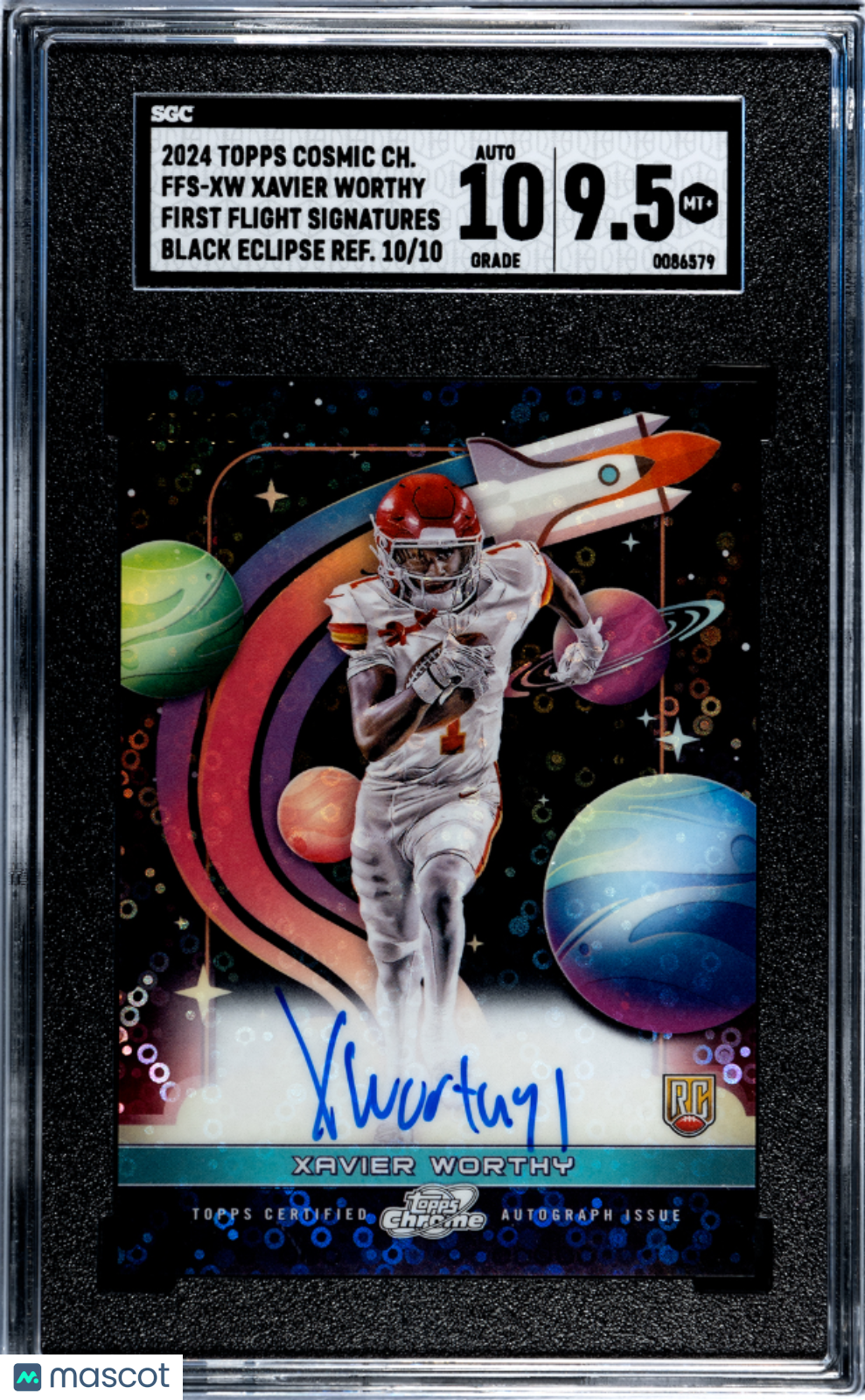 2024 Topps Cosmic Xavier Worthy #FFS-XW  Black Eclipse Refractor SGC 9.5 Auto 10
