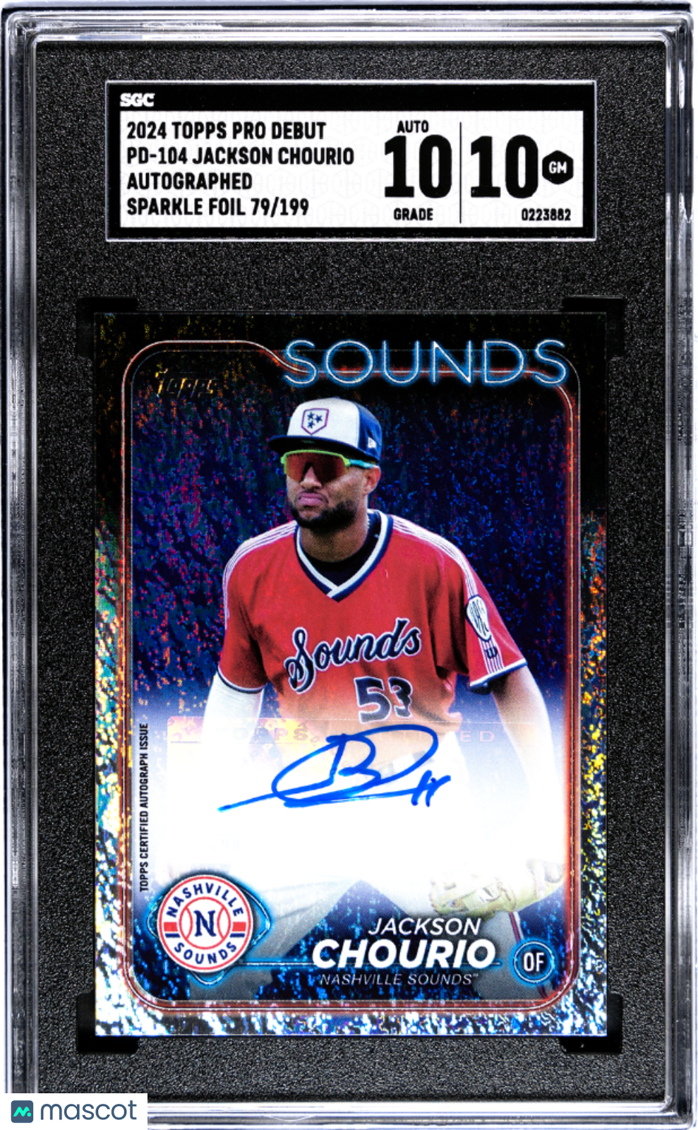 2024 Topps Pro Debut Jackson Chourio #PD-104 Auto Sparkle Foil SGC 10 Auto 10