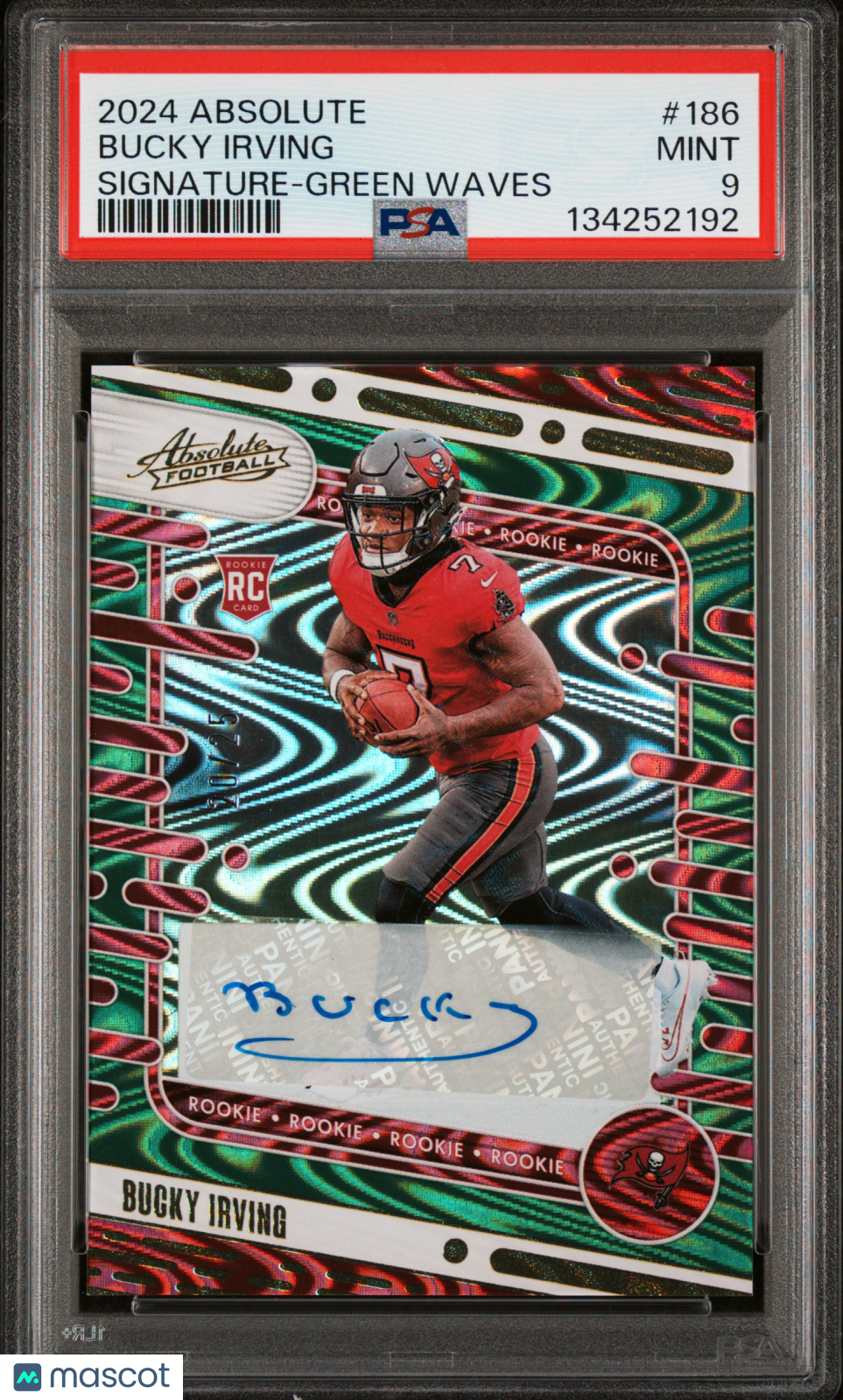 2024 Panini Absolute Bucky Irving #186 Signature Green Waves 10/25 PSA 9