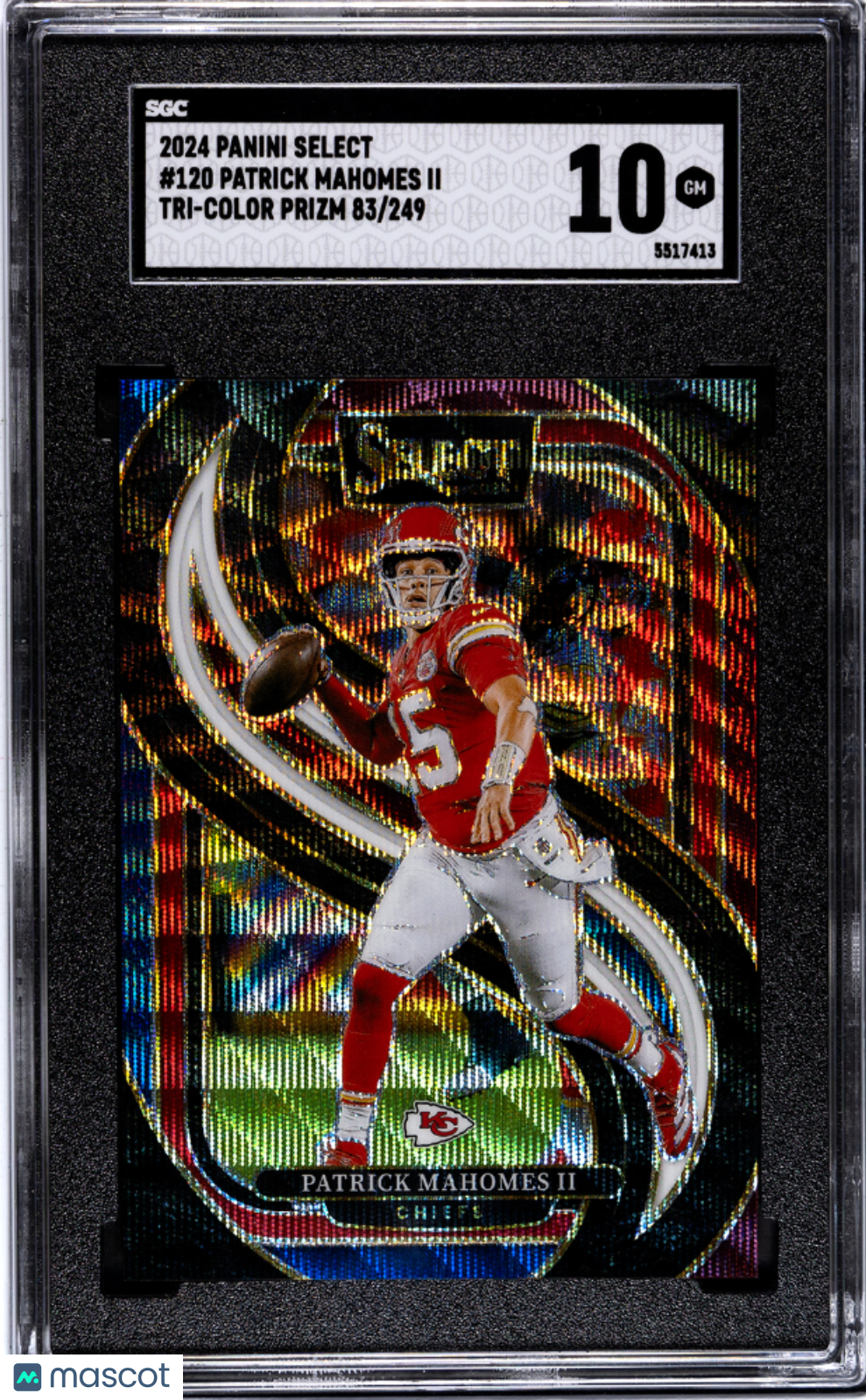 2024 Panini Select Patrick Mahomes II #120 Tri Color Prizm SGC 10