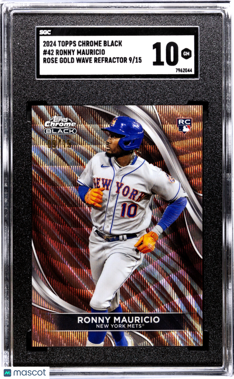 2024 Topps Chrome Black Ronny Mauricio #42 Rose Gold Wave Refractor SGC 10
