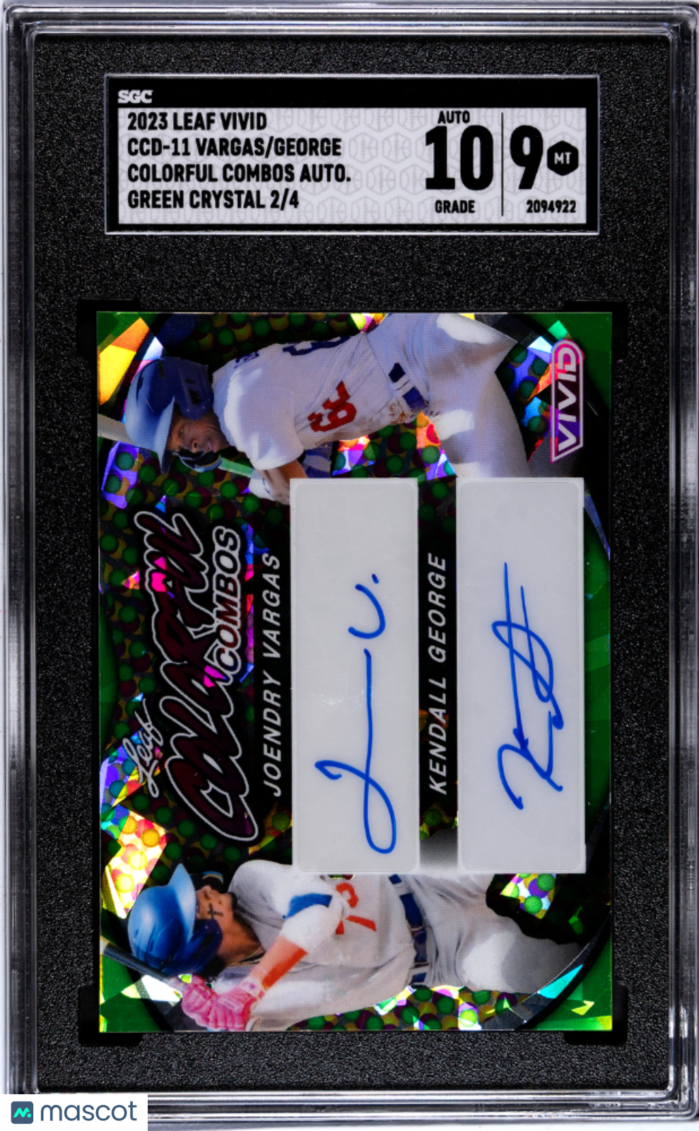 2023 Leaf Vivid Vargas George #CCD-11 Colorful Green Crystal SGC 9 Auto 10