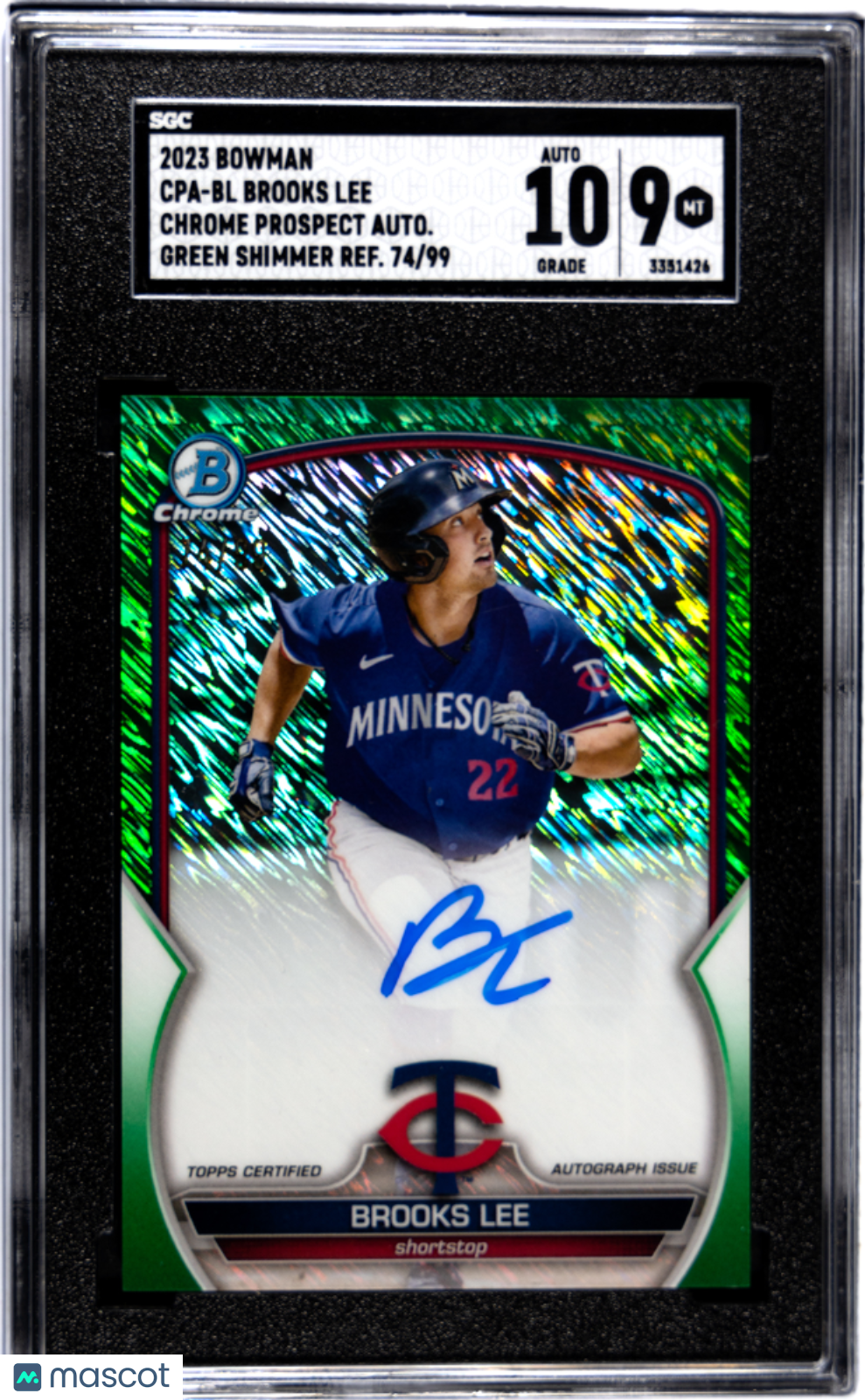 2023 Bowman Brooks Lee #CPA-BL CHR. Pros. Green Shim. Refractor SGC 9 Auto 10