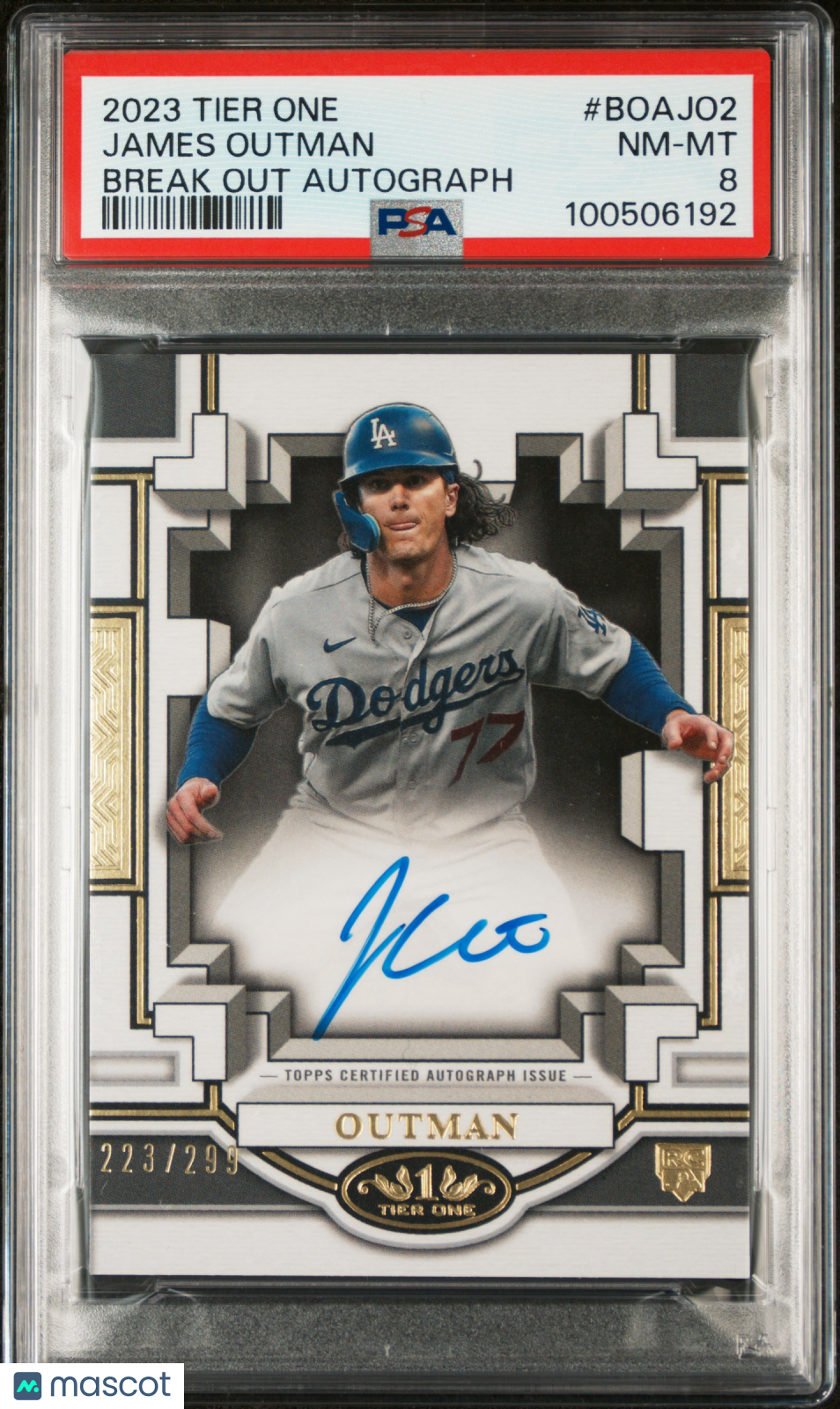 2023 Topps Tier One Break Out Autographs James Outman #BOAJO2 /299 PSA 8