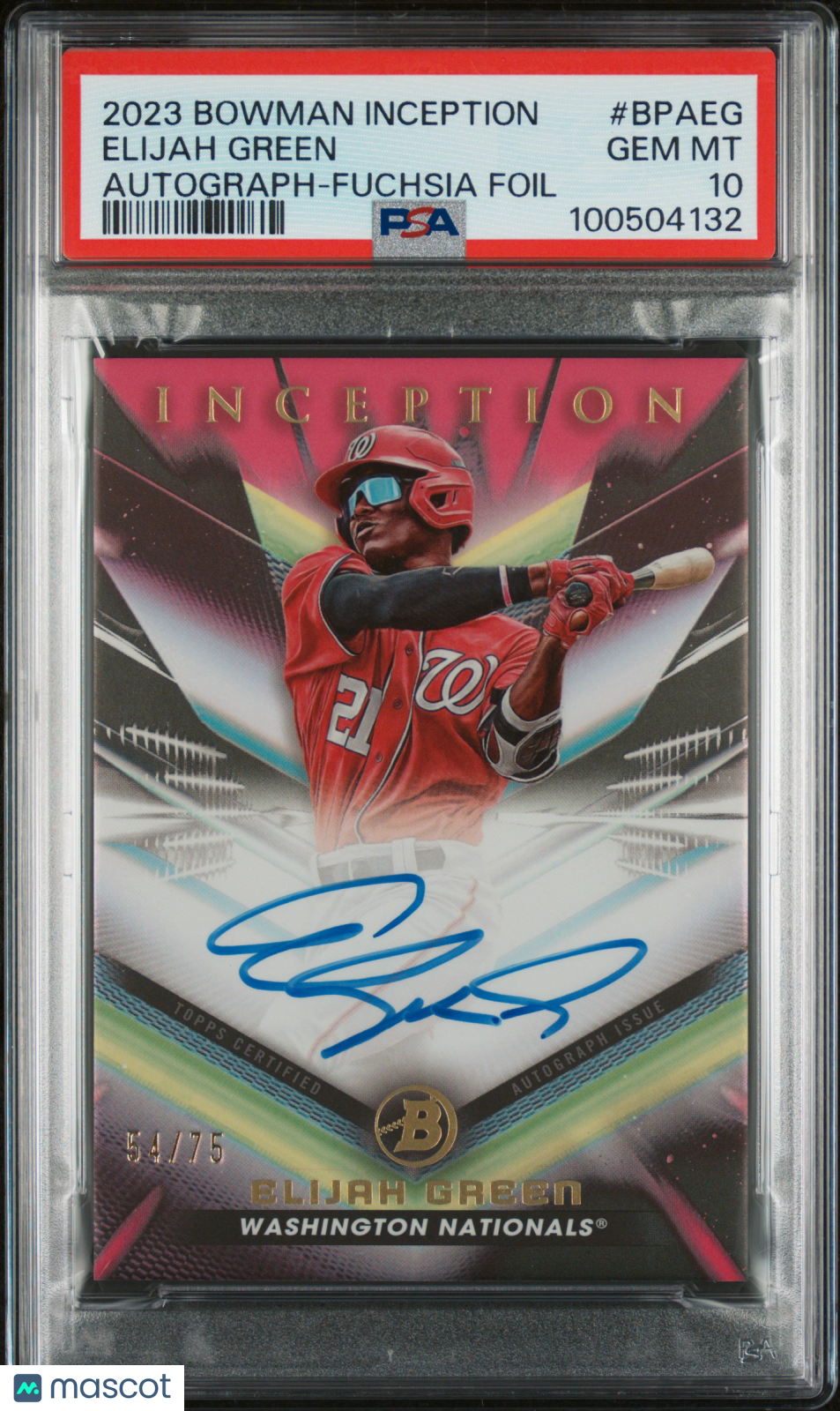 2023 Bowman Inception Autographs Elijah Green #BPAEG Fuchsia Foil 54/75 PSA 10