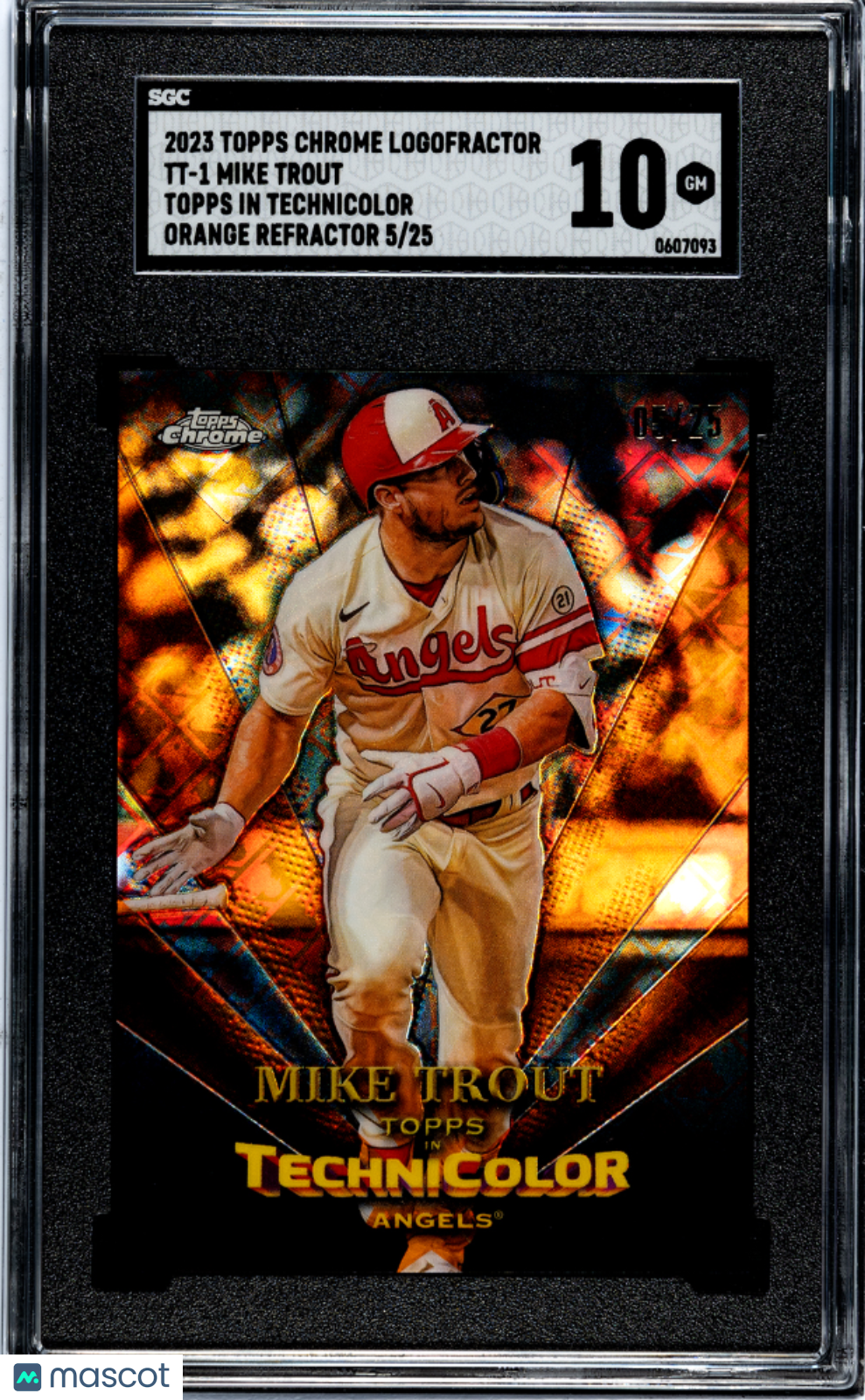 2023 Topps Chrome Logofractor Mike Trout #TT-1 In Orange Refractor SGC 10
