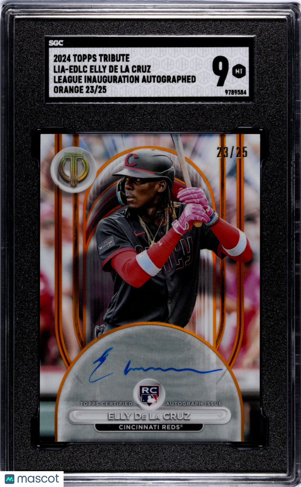 2024 Topps Tribute Elly De La Cruz #LIA-EDLC League Inauguration Orange SGC 9