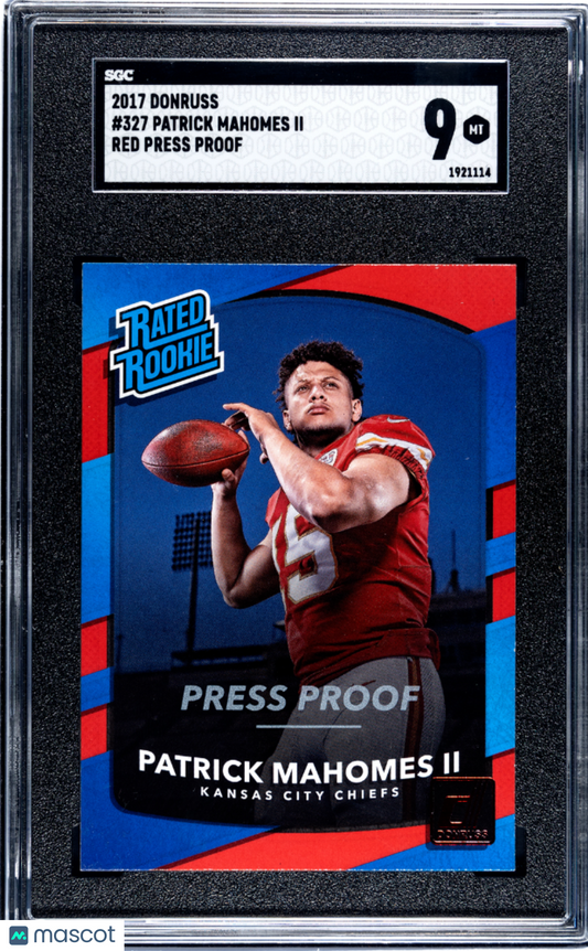 2017 Donruss Patrick Mahomes II #327 Red Press Proof SGC 9