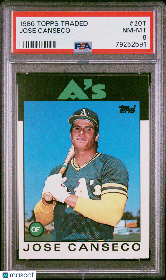 1986 Topps Traded Jose Canseco #20T PSA 8