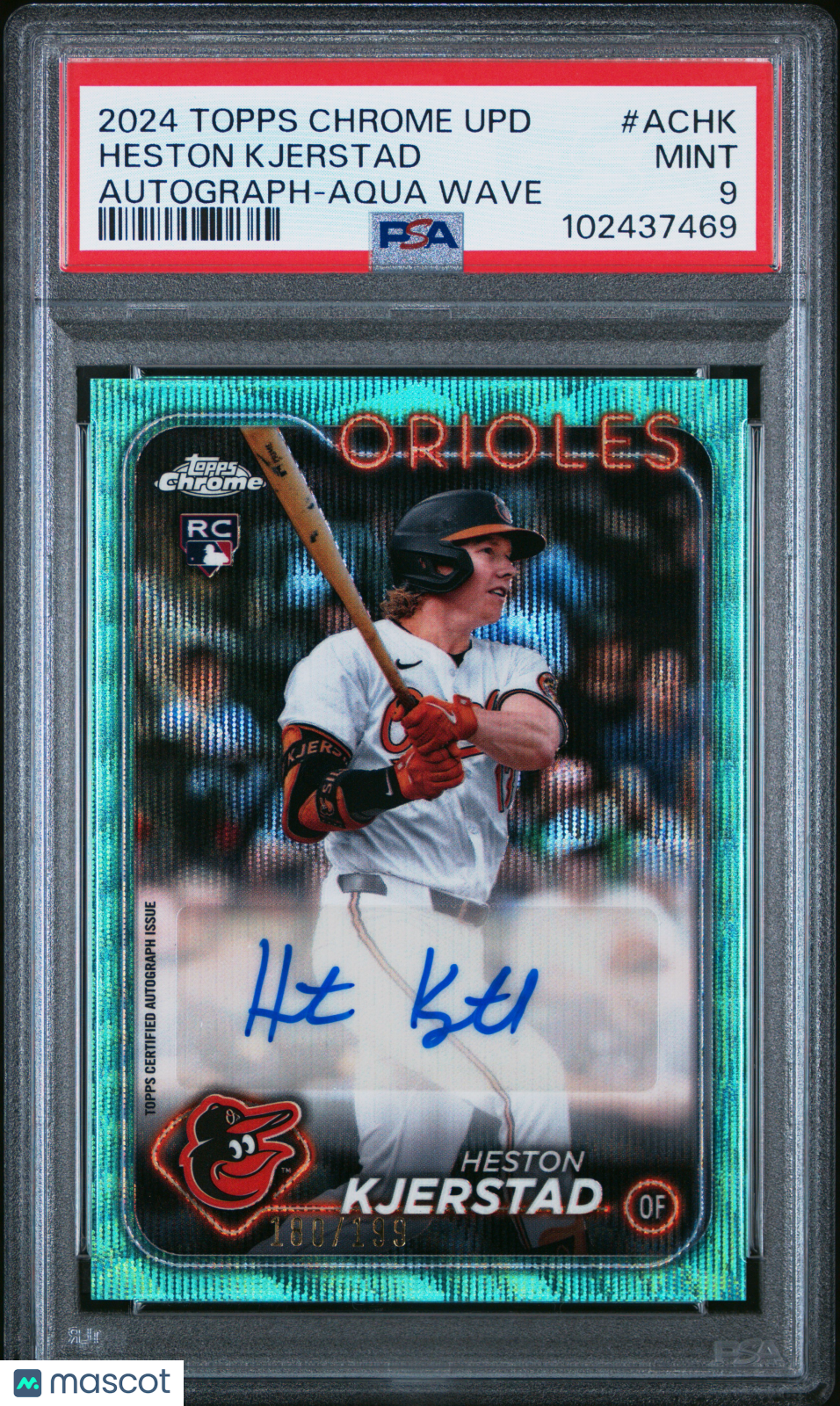 2024 Topps Chrome Update Auto Heston Kjerstad #ACHK Aqua Wave 100/199 PSA 9