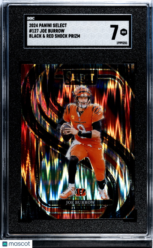 2024 Panini Select Joe Burrow #127 Black & Red Shock Prizm SGC 7