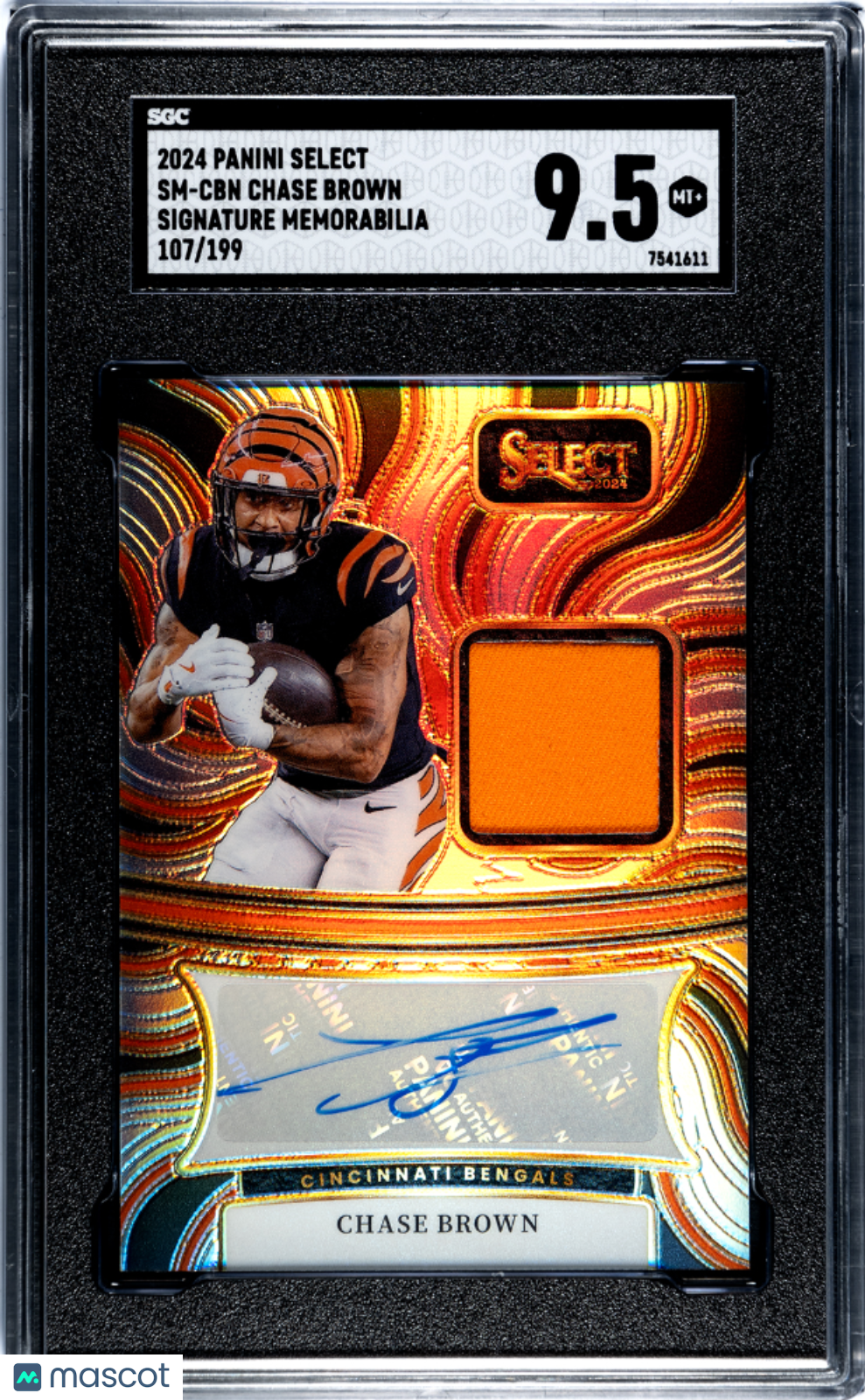 2024 Panini Select Chase Brown #SM-CBN SIG. Mem. SGC 9.5