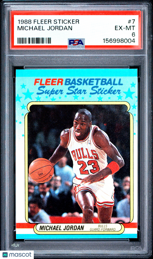 1988 Fleer Sticker Michael Jordan #7 PSA 6