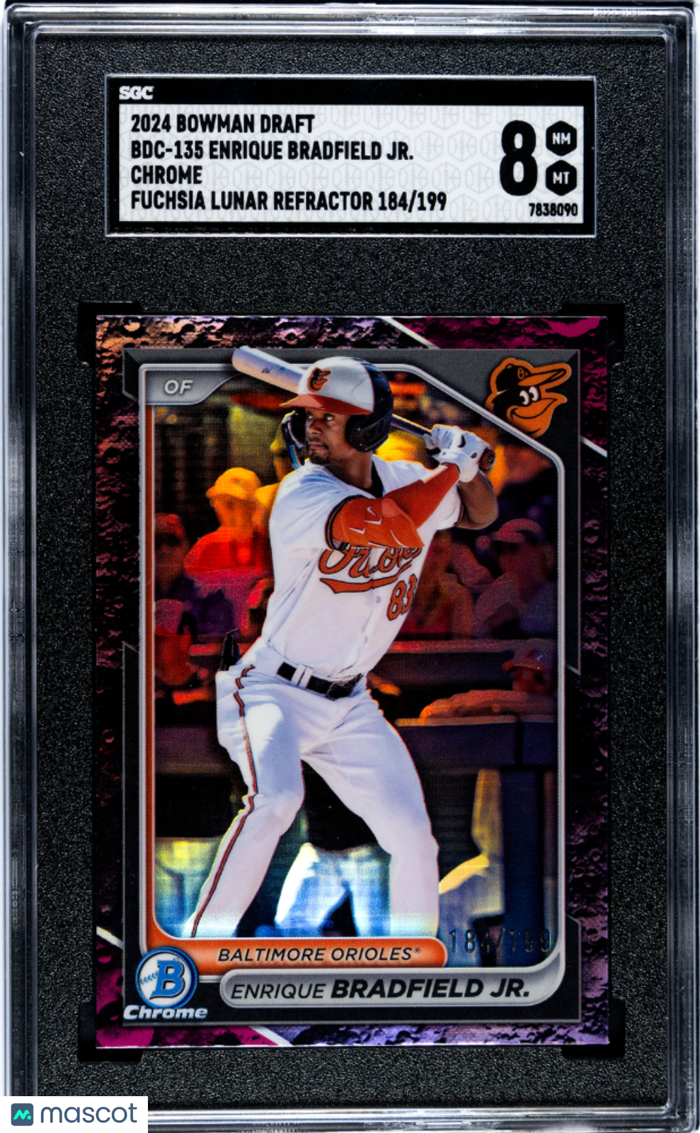 2024 Bowman Draft Enrique Bradfield JR. #BDC-135 CHR. Fuchsia Lunar SGC 8