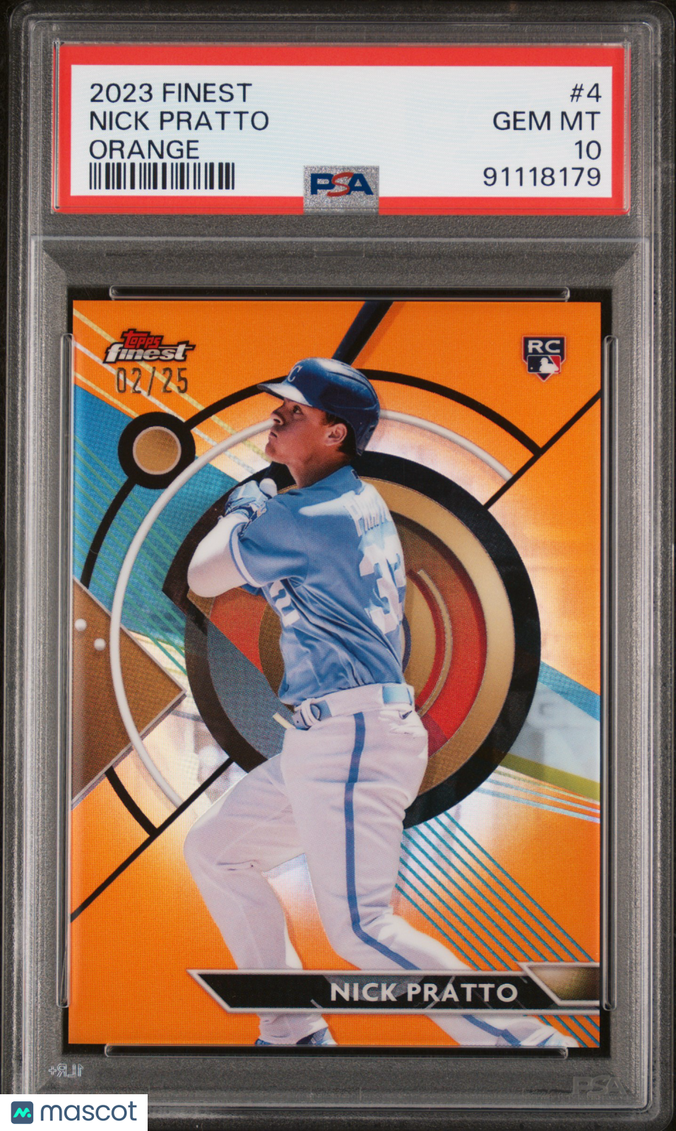 2023 Topps Finest Nick Pratto #4 Orange 02/25 PSA 10