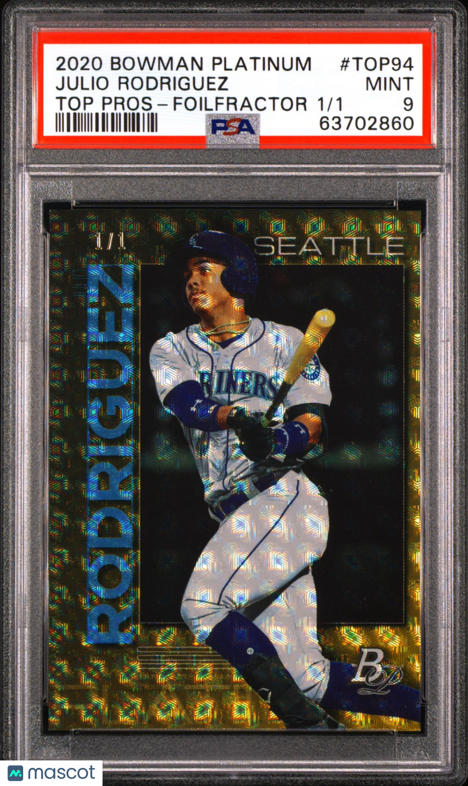 2020 Bowman Platinum Top Prospects Julio Rodriguez #TOP94 Foilfractor 1/1 PSA 9