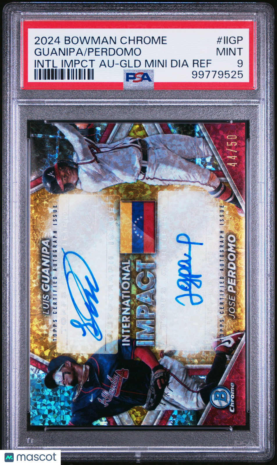 2024 Bowman Chrome International Impact Autographs Perdomo Guanipa /50 PSA 9