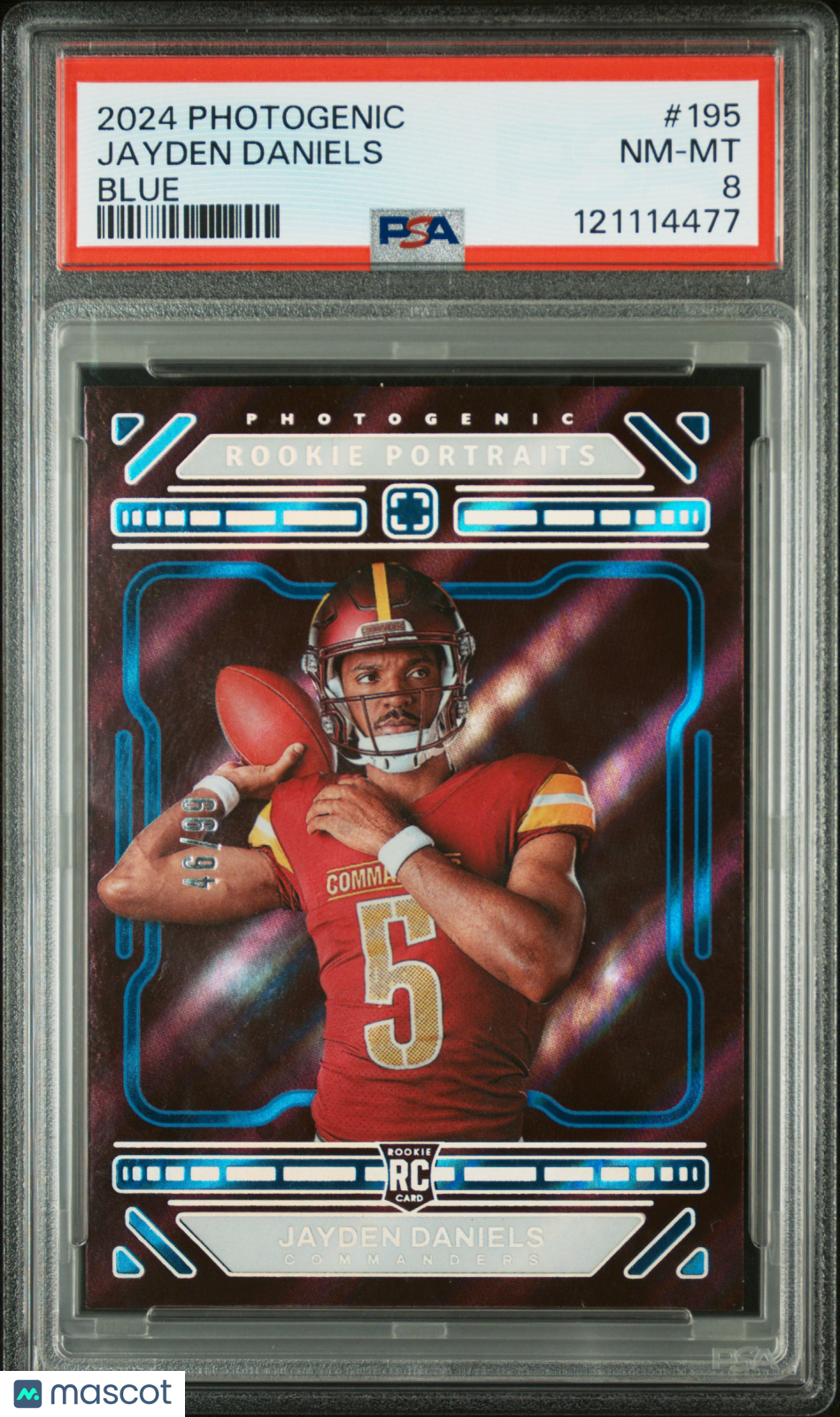 2024 Panini Photogenic Jayden Daniels #195 Blue 46/99 PSA 8