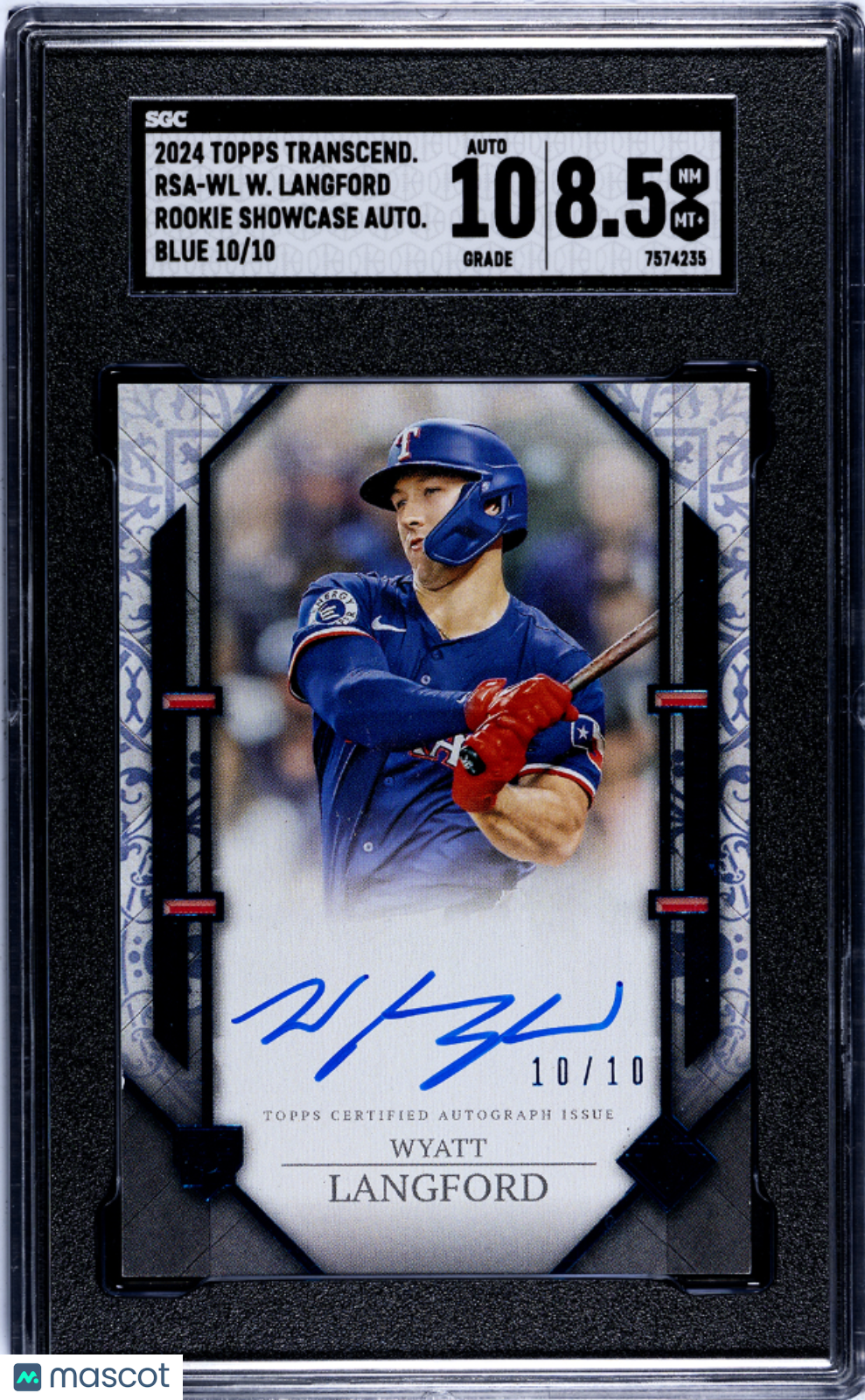 2024 Topps Transcendent Wyatt Langford #RSA-WL Rookie Auto Blue SGC 8.5 Auto 10
