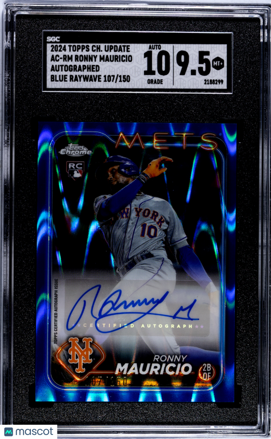 2024 Topps Chrome Ronny Mauricio #AC-RM Auto Blue Raywave SGC 9.5 Auto 10
