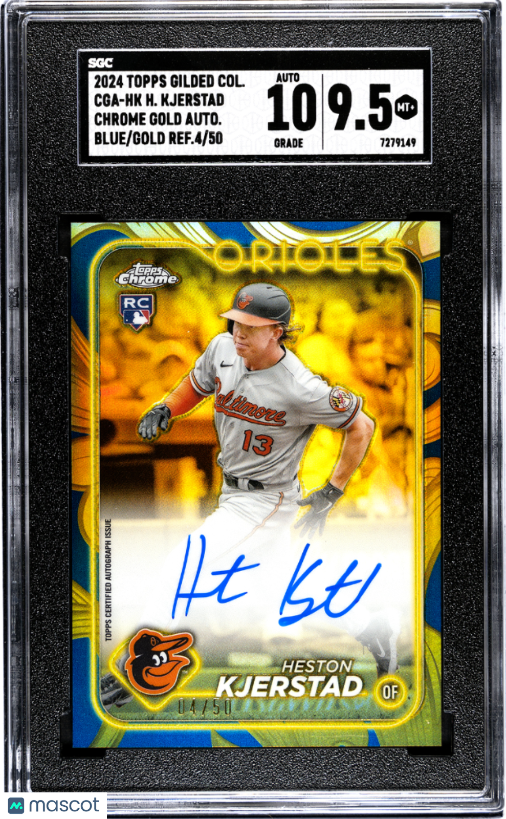 2024 Topps Gilded Heston Kjerstad Gold Blue Gold Refractor SGC 9.5 Auto 10