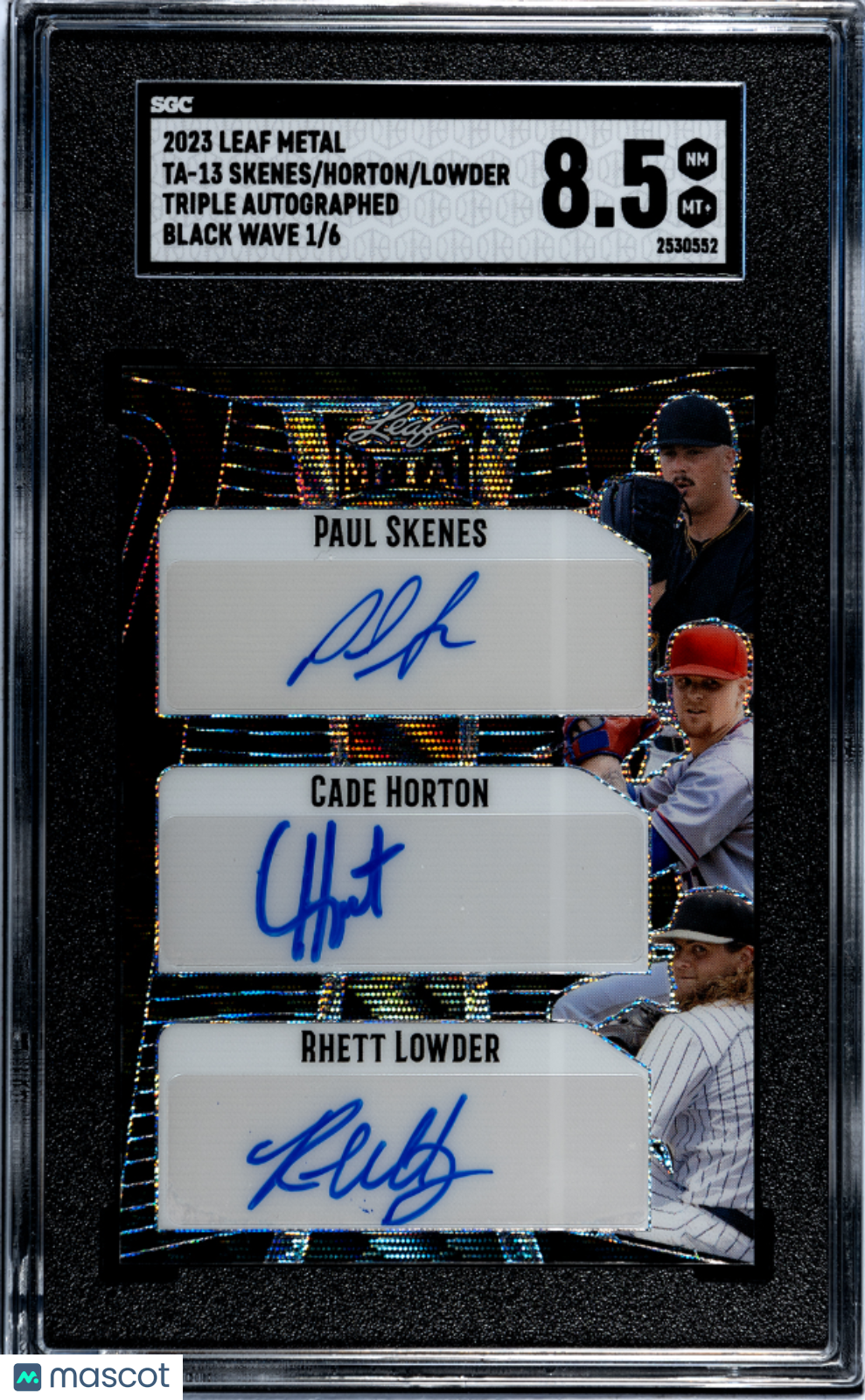 2023 Leaf Metal Horton Skenes Lowder #TA-13 Triple Auto Black Wave SGC 8.5 /6