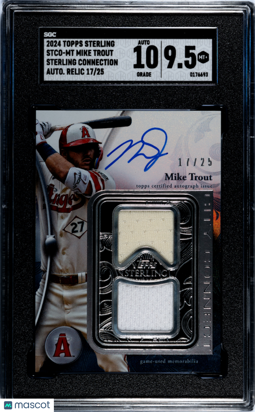 2024 Topps Sterling Mike Trout #STCO-MT Connection Auto Relic SGC 9.5 Auto 10