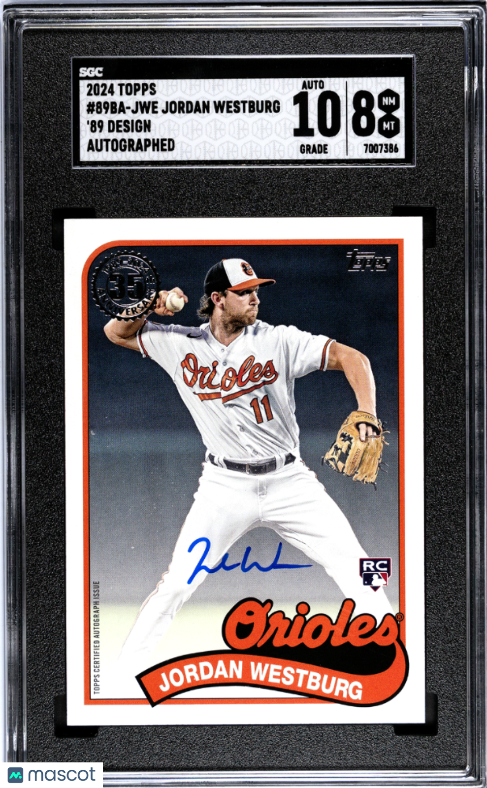 2024 Topps Jordan Westburg #89BA-JWE 89 Autograph SGC 8 Auto 10