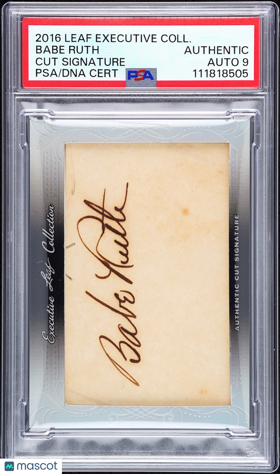 2016 Leaf Executive Collection Cut Signature Babe Ruth PSA A Auto 9