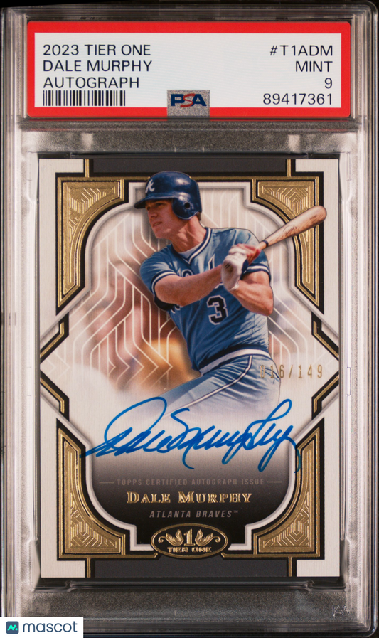 2023 Topps Tier One Autographs Dale Murphy #T1ADM 016/149 PSA 9