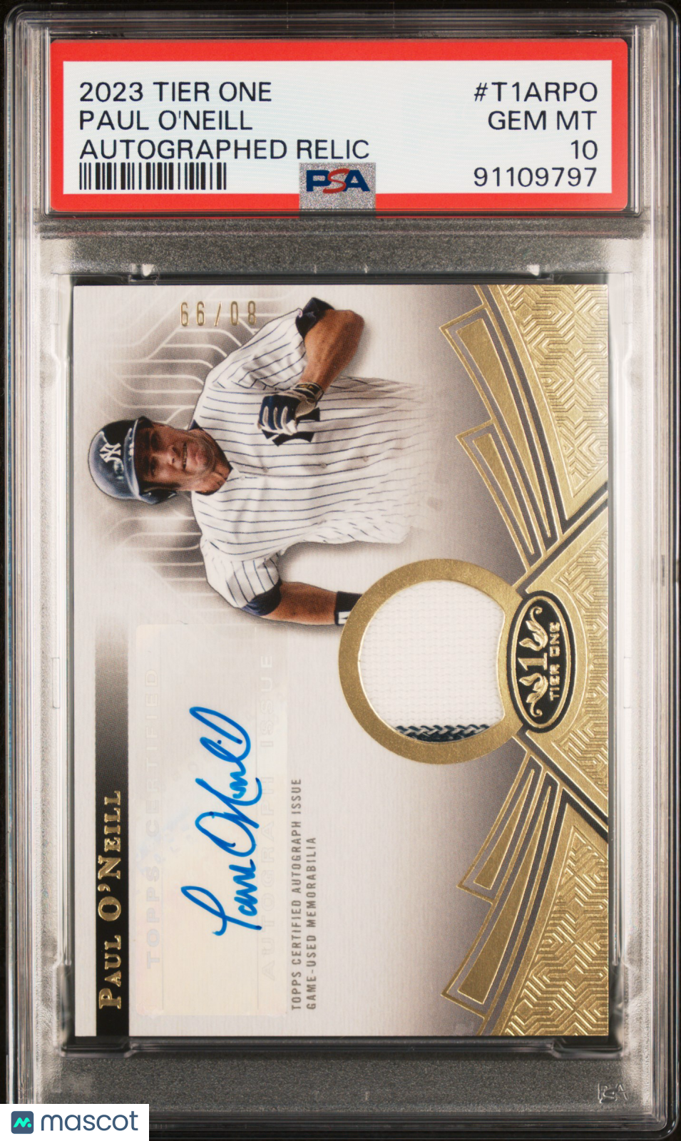 2023 Topps Tier One Autographed Relics Paul O'neill #T1ARPO PSA 10
