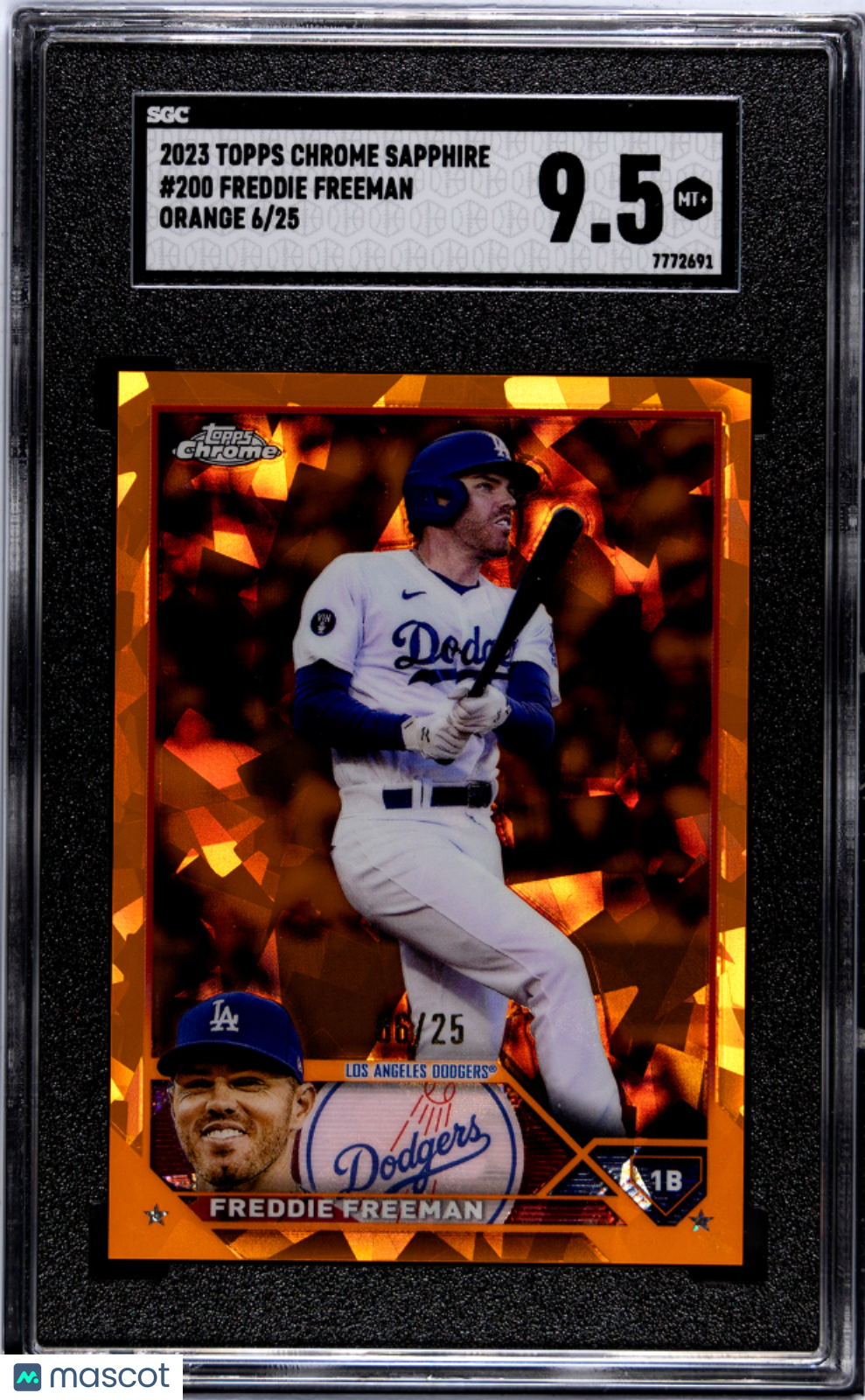 2023 Topps Chrome Sapphire Freddie Freeman #200 Orange SGC 9.5